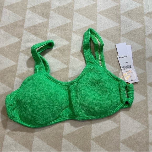 PQ PILYQ SWIM ANTHROPOLOGIE kiwi reef green ring side bikini top - Picture 1 of 8